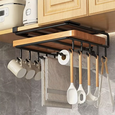 Under Shelf Storage Rack Home Kitchen Hanging Cabinet Cutting Board Organizer