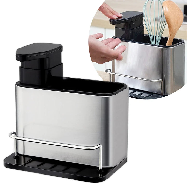 Stainless Steel  Sink Organizer with Soap Dispenser