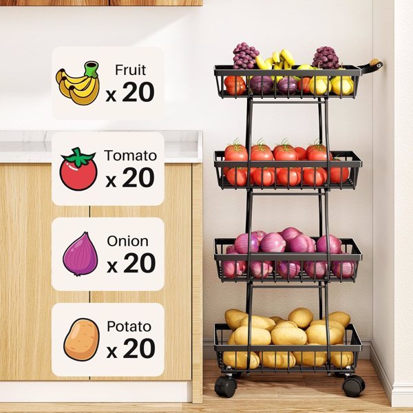 4-layer Fruit Basket . Slim design for any Kitchen