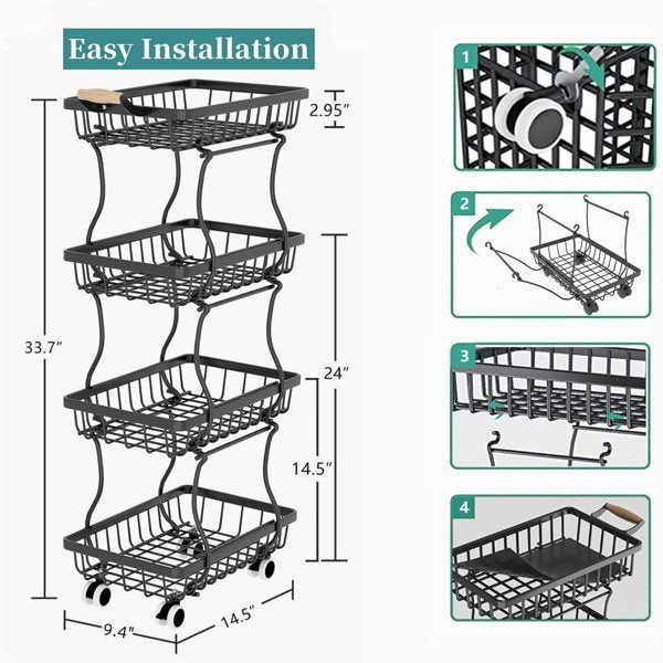 4-layer Fruit Basket . Slim design for any Kitchen