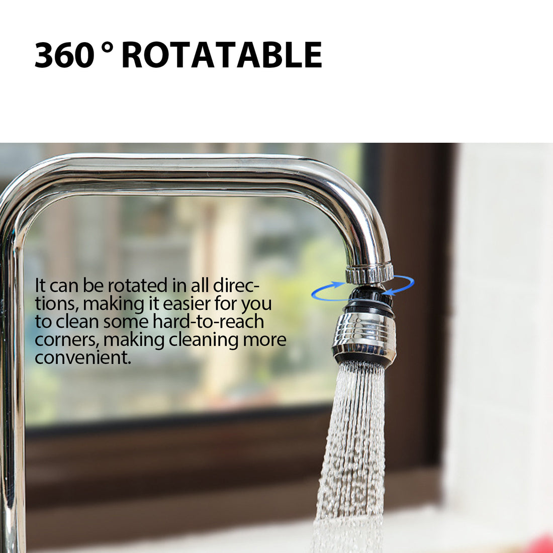 360° Rotating Faucet extender. Stainless Steel