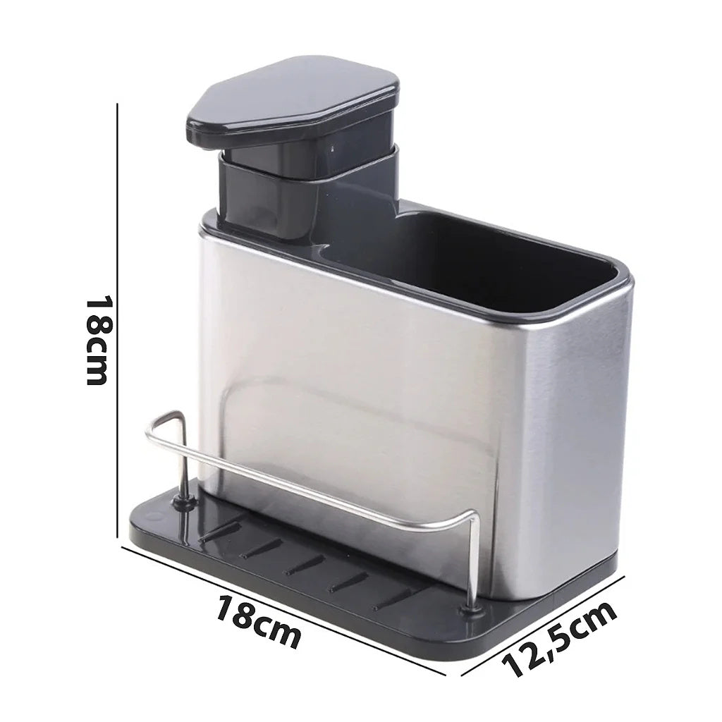 Stainless Steel  Sink Organizer with Soap Dispenser