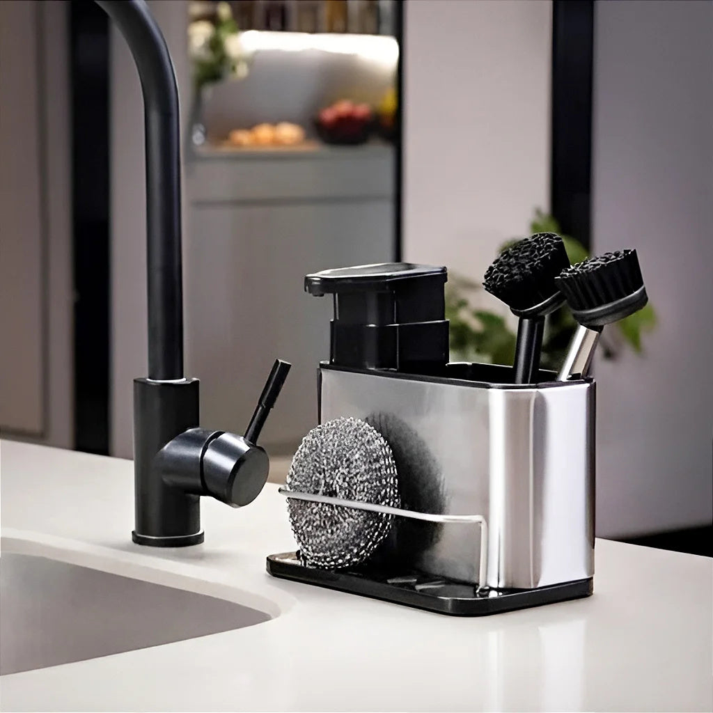 Stainless Steel  Sink Organizer with Soap Dispenser